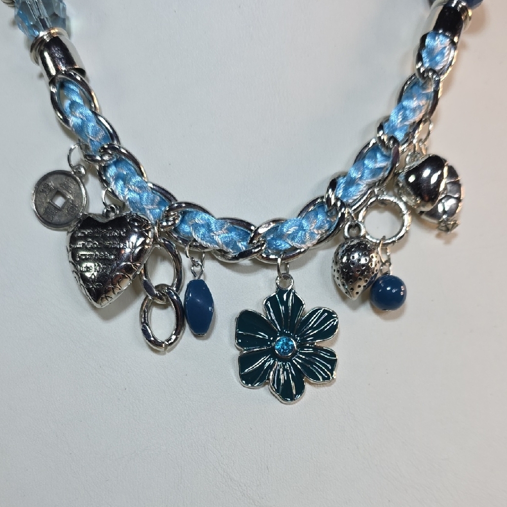 Paparazzi Blue and Silver Charm Necklace (Heart Lucas:10:27) - Picture 4 of 13